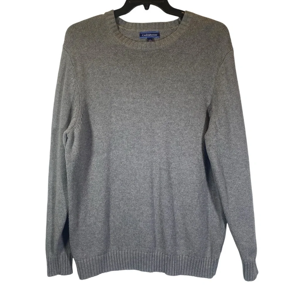 Croft & Barrow Men's size Large Gray crew neck knit sweater long sleeve pull on